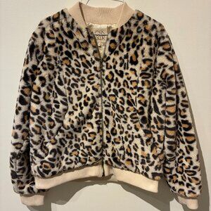Chaser Leopard/Cheetah Print Faux Fur Bomber Jacket - Women's M